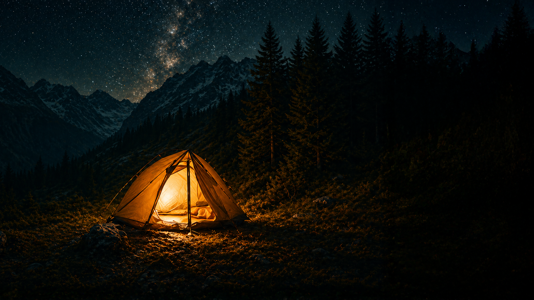 Night camp under the stars
